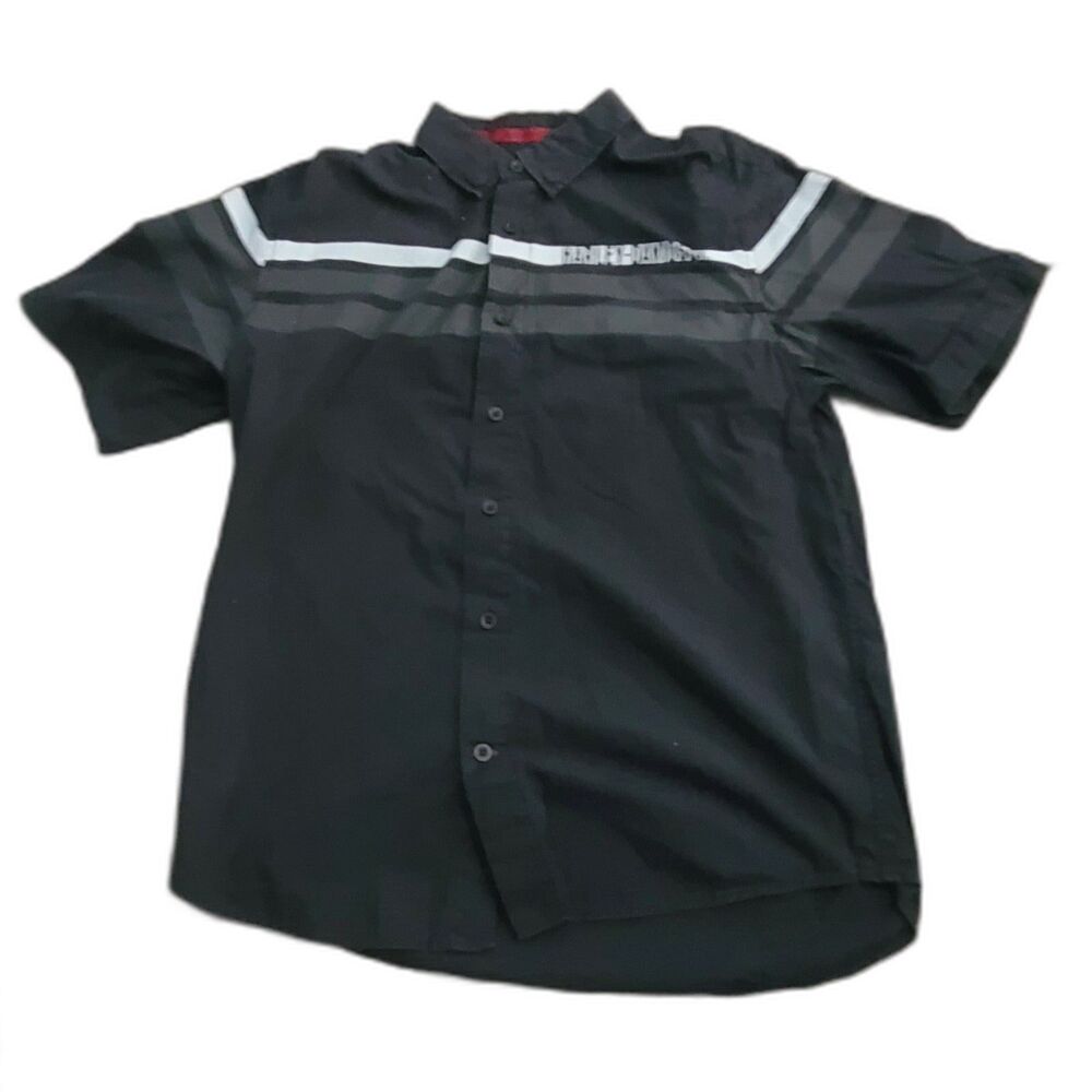 Mens Harley Davidson Shop Mechanic Shirt Button Up Size Large L Black